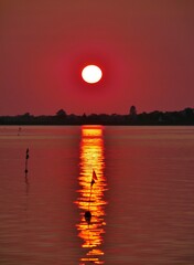 Boje in der Spiegelung der untergehenden Sonne