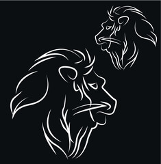 Obraz premium Lion face profile silhouette