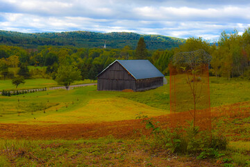 autumn farm in the countryside in Quebec, Canada