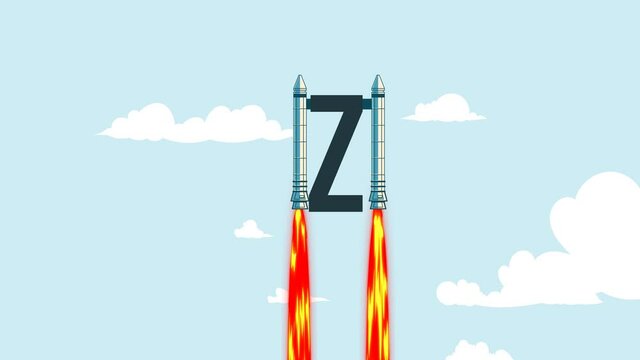 Animation of letter Z space rocket 