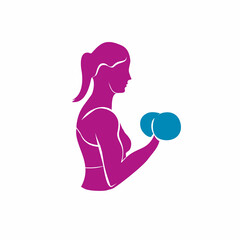 silhouette of woman exercising with dumbbells