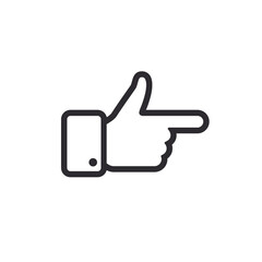 Obraz premium Like icon. Hand like. Thumb up. Outline love symbol. Social media sign. Forefinger. Vane. Direction of travel. Discount symbol. Logo template.