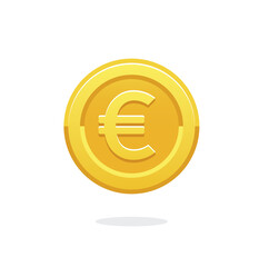 Coin icon. Vector money symbol. Bank payment symbol. Euro sign. Euro coin. Golden coin. Finance. Currency symbol. Game coin. Wealth symbol. Success.