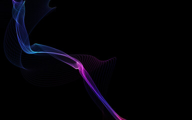 Dark abstract background with a glowing abstract waves