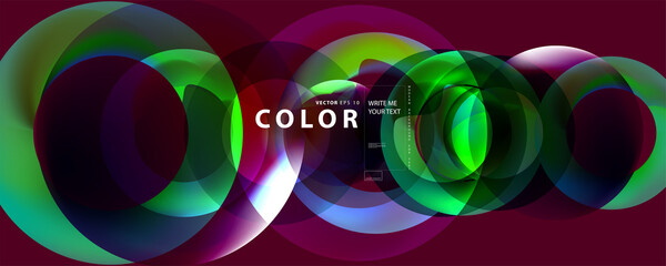 Virtual reality concept. 3d abstract bubble shapes flying above surface. Landing page template Trending color combinations 2021 2022. Vector illustration