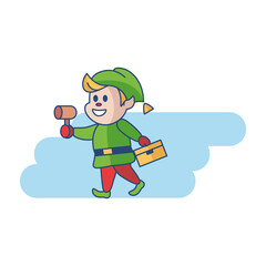 Isolated elf christmas blue decorative icon - Vector