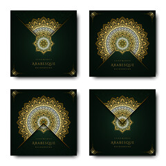 Luxurious arabesque background with gold mandala style art vector