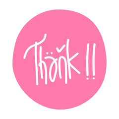 THANK YOU hand lettering, vector illustration. Hand drawn lettering card background. Hand drawn lettering element for your design.