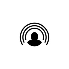 Social Media Icon in black flat glyph, filled style isolated on white background