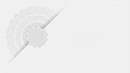 Luxurious arabesque background with Clean White Mandala style art vector