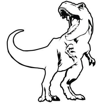 black and white t-rex dinosaur clip art preview