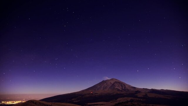 Estrellas Volc&aacute;n Popocat&eacute;petl Time-lapse