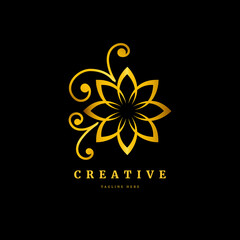 Nature logo, Floral logo concept, vector abstract emblem, outline monogram concept for organic shop