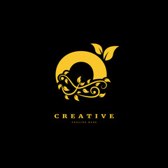 initial letter O with leaf logo vector concept element, letter O logo with Organic leaf