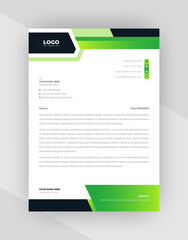Green & Black color Corporate letterhead template design.