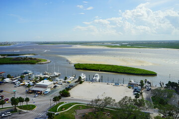 Aerial view of Daytona Beach and Halifax river