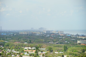 Aerial view of Daytona Beach and Halifax river