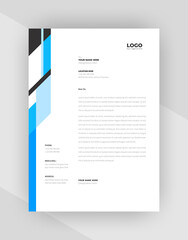 Cyan & Black color Creative letterhead template design.