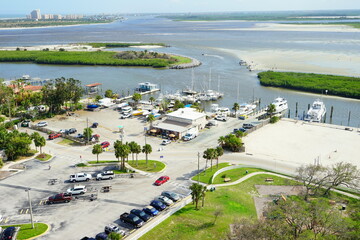 Fototapeta na wymiar Aerial view of Daytona Beach and Halifax river