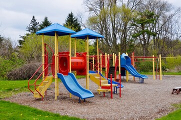 American popular playground for children. Empty due to COVID-19 pandemic 