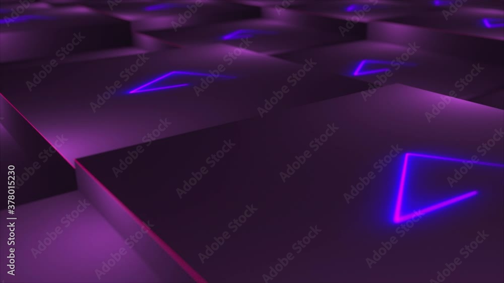 Aufkleber 3d rendering background of cubes with neon located at different levels. computer generated abstract 