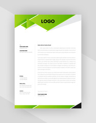 Green color Corporate letterhead template design.