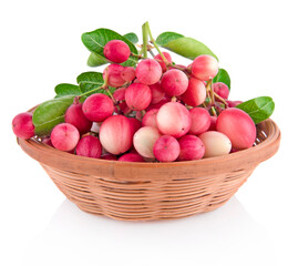 Carunda or Karonda in the basket on white background