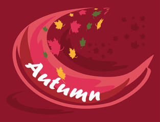 Autumn brush with maple leaves falling 