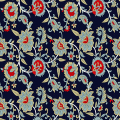 traditional Indian paisley pattern on navy  background