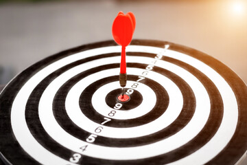 Fototapeta na wymiar Dart is an opportunity and Dartboard is the target and goal.So both of that represent a challenge in business marketing as concept.
