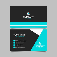 black and blue business card template vector illustration