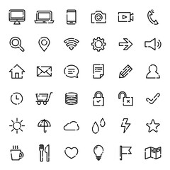 シンプルなラインアイコンセット
