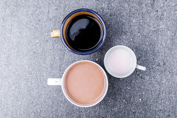 Obraz na płótnie Canvas The cup of hot coffee with different taste