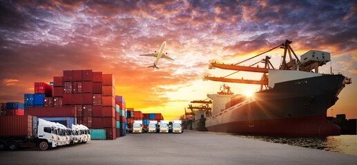 Industrial Container Cargo freight ship for Logistic Import Export background