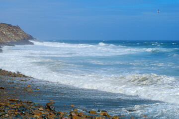 Storm waves on the coast of the sea of Japan.