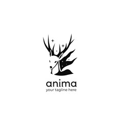 Glyph Magical Fantasy Wild Deer logo icon symbol illustration vector