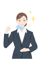 ガッツ　ポーズ　ビジネス　スーツ　女性