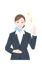 OK　ポーズ　ビジネス　スーツ　女性　上半身