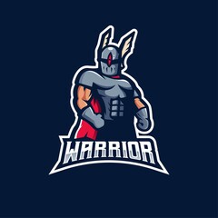 Warrior mascot logo design vector with modern illustration concept style for badge, emblem and t shirt printing. One-eyed superhero character for e-sport team
