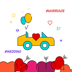 Wedding procession filled line vector icon, simple illustration, wedding related bottom border.