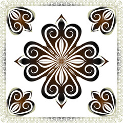 Decorative pattern of red and brown baroque motif with flowers design Illustration.scarf design vector illustration.