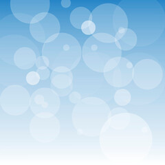 Blue bubbles background. Blurred sky bokeh. A bright flash of light on a blue background. Vector illustration. Stock photo.