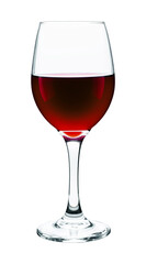 Red wine in champagne glass ( wineglass ) isolated on white background with clipping path.