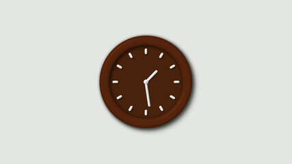 Amazing brown dark 3d wall clock isolated on white background,clock isolated