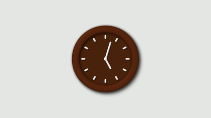 Brown dark 3d wall clock isolated on white background,wall clock