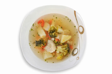 Vegetable soup with broccoli and cauliflower