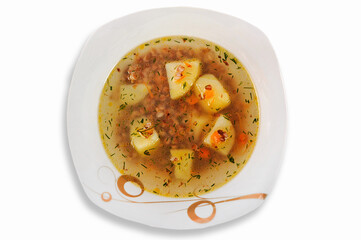 Buckwheat soup with carrot and potato
