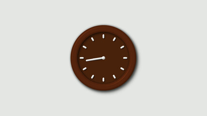 Amazing brown dark 12 hours 3d wall clock on white background,wall clock