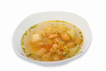 Homemade vegetable soup with white beans