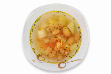 Homemade vegetable soup with white beans